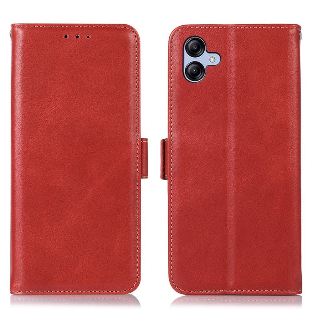 Samsung Galaxy A04e 4G / F04 4G / M04 4G Crazy Horse Textur RFID-blockerande mobilskal Äkta kohudskinn Stativ Magnetiskt Mobilmobilflip Plånboksfodral