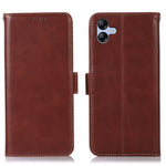 Samsung Galaxy A04e 4G / F04 4G / M04 4G Crazy Horse Textur RFID-blockerande mobilskal Äkta kohudskinn Stativ Magnetiskt Mobilmobilflip Plånboksfodral