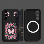 For Samsung Galaxy S26+ Magnetic Case UV Printing Butterfly Pattern Liquid Silicone Scratch Resistant Phone Cover