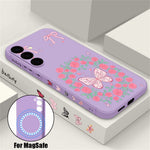 For Samsung Galaxy S26+ Magnetic Case UV Printing Butterfly Pattern Liquid Silicone Scratch Resistant Phone Cover