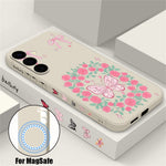 For Samsung Galaxy S26+ Magnetic Case UV Printing Butterfly Pattern Liquid Silicone Scratch Resistant Phone Cover
