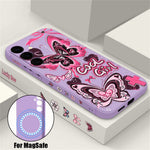 For Samsung Galaxy S26+ Magnetic Case UV Printing Butterfly Pattern Liquid Silicone Scratch Resistant Phone Cover