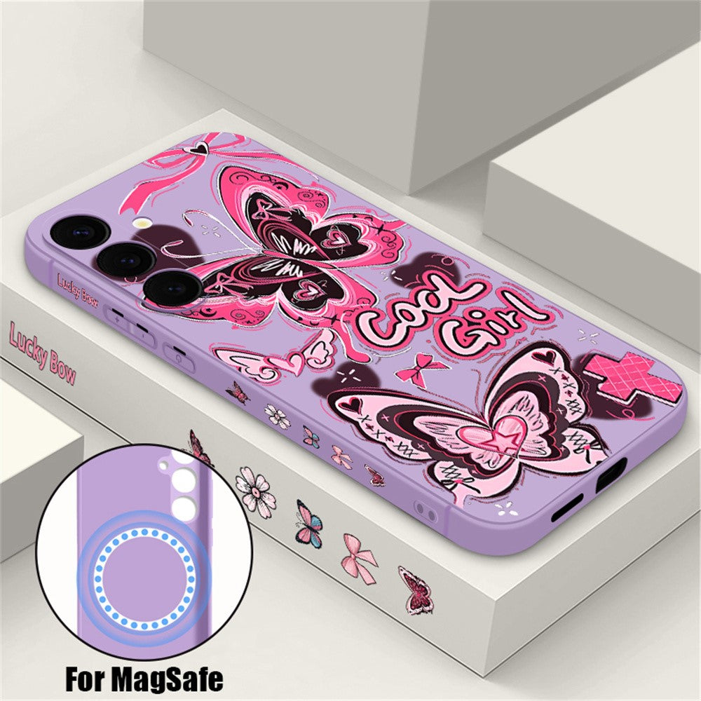 For Samsung Galaxy S26+ Magnetic Case UV Printing Butterfly Pattern Liquid Silicone Scratch Resistant Phone Cover