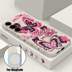 For Samsung Galaxy S26+ Magnetic Case UV Printing Butterfly Pattern Liquid Silicone Scratch Resistant Phone Cover