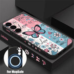 For Samsung Galaxy S26+ Magnetic Case UV Printing Butterfly Pattern Liquid Silicone Scratch Resistant Phone Cover