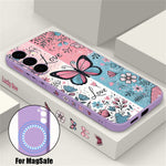 For Samsung Galaxy S26+ Magnetic Case UV Printing Butterfly Pattern Liquid Silicone Scratch Resistant Phone Cover