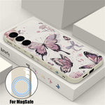 For Samsung Galaxy S26+ Magnetic Case UV Printing Butterfly Pattern Liquid Silicone Scratch Resistant Phone Cover
