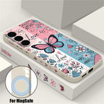 For Samsung Galaxy A17 4G / A17 5G Magnetic Case UV Printing Butterfly Pattern Liquid Silicone Scratch Resistant Phone Cover