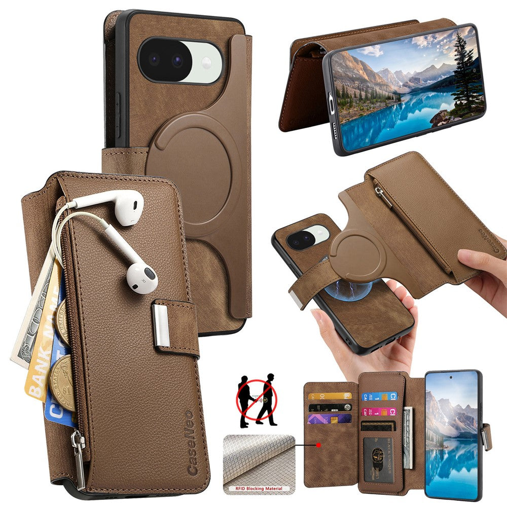 CASENEO MW-02 For Google Pixel 10a Case Detachable Magnetic Leather Flip Cover