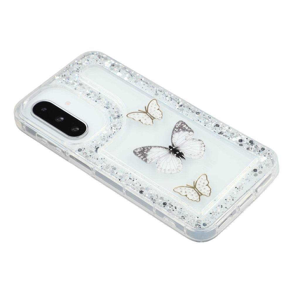 For Samsung Galaxy S25 / S24 Case DIY Butterfly Glitter Epoxy Soft TPU Phone Back Cover