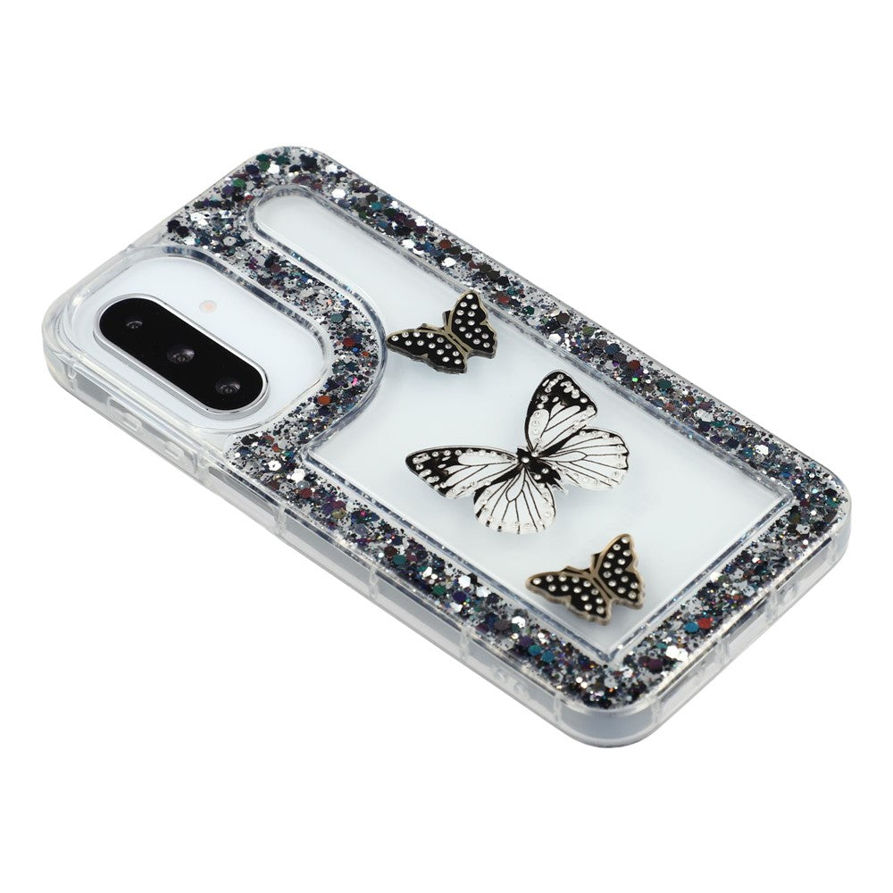Til Samsung Galaxy S25+ / S24+ etui DIY sommerfugle glimmer epoxy blød TPU telefon bagcover