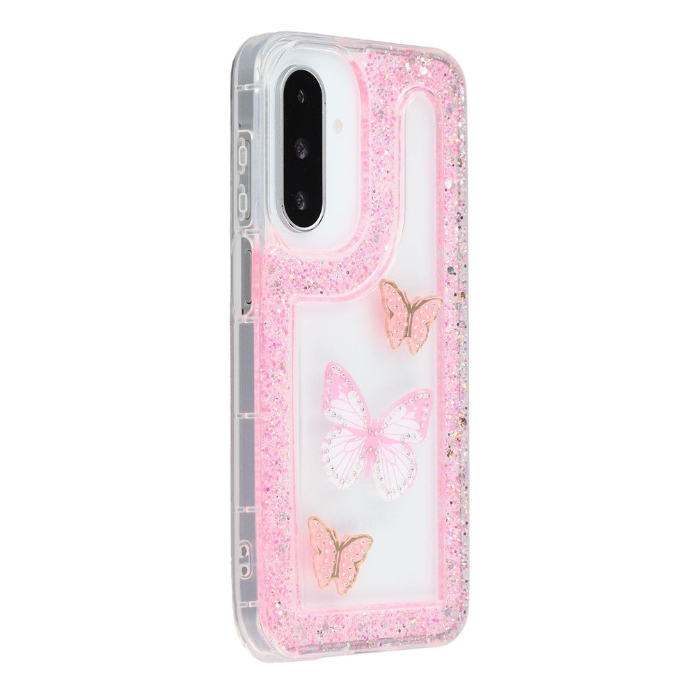 Til Samsung Galaxy S25+ / S24+ etui DIY sommerfugle glimmer epoxy blød TPU telefon bagcover