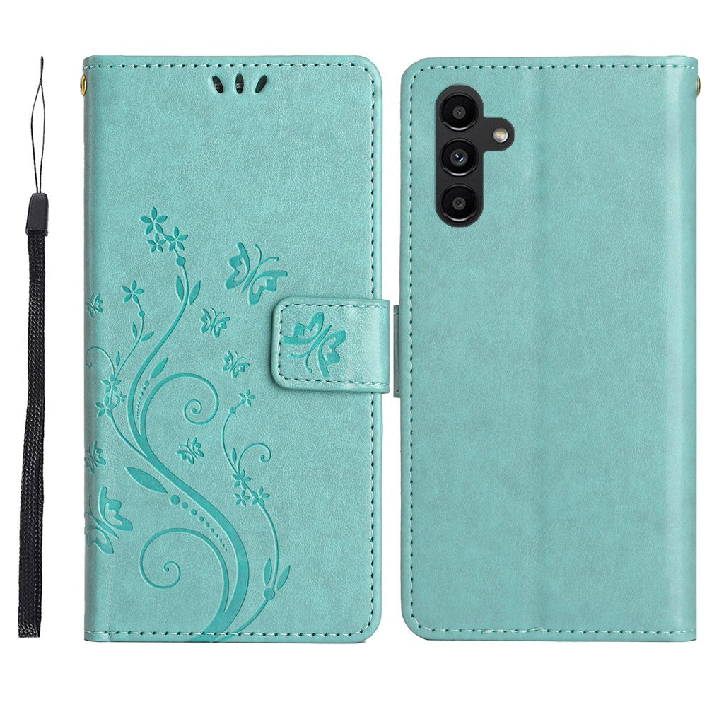 Til Samsung Galaxy S26 FE Læder Pung Etui Sommerfugl Blomst Trykt Telefoncover med Rem