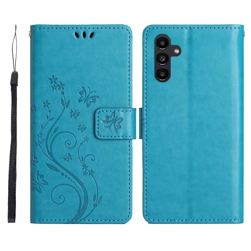 Til Samsung Galaxy S26 FE Læder Pung Etui Sommerfugl Blomst Trykt Telefoncover med Rem