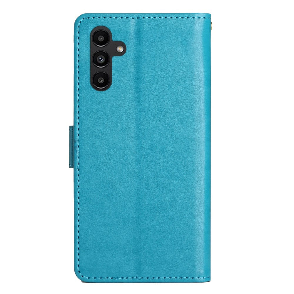 Til Samsung Galaxy S26 FE Læder Pung Etui Sommerfugl Blomst Trykt Telefoncover med Rem
