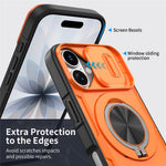For iPhone 17 Magnetic Case Slide Camera Cover Rotary Kickstand PC + TPU Phone Shell