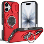 For iPhone 17 Magnetic Case Slide Camera Cover Rotary Kickstand PC + TPU Phone Shell