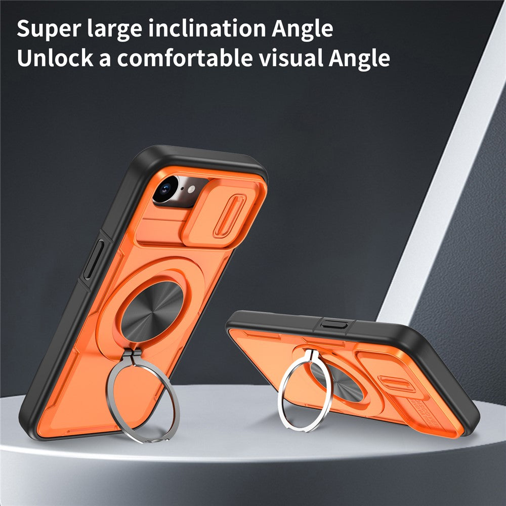 Til iPhone 17e / 16e Magnetisk cover med skydende kameralinsebeskyttelse og drejelig støttefod i PC + TPU