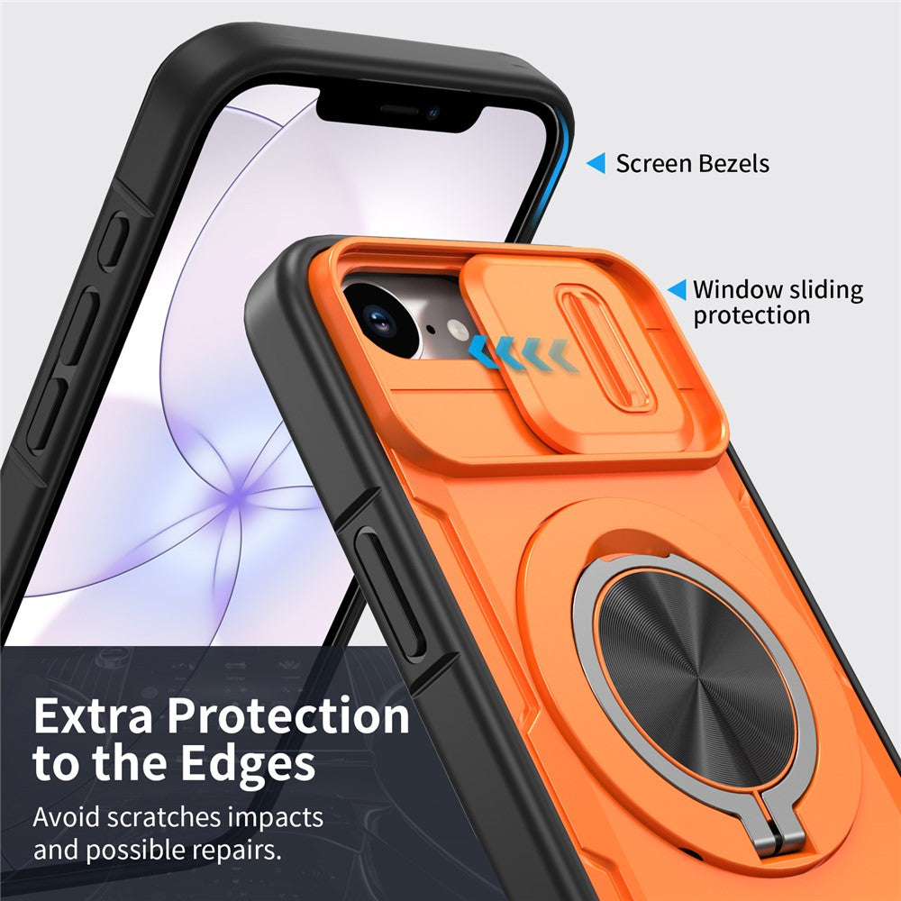 Til iPhone 17e / 16e Magnetisk cover med skydende kameralinsebeskyttelse og drejelig støttefod i PC + TPU