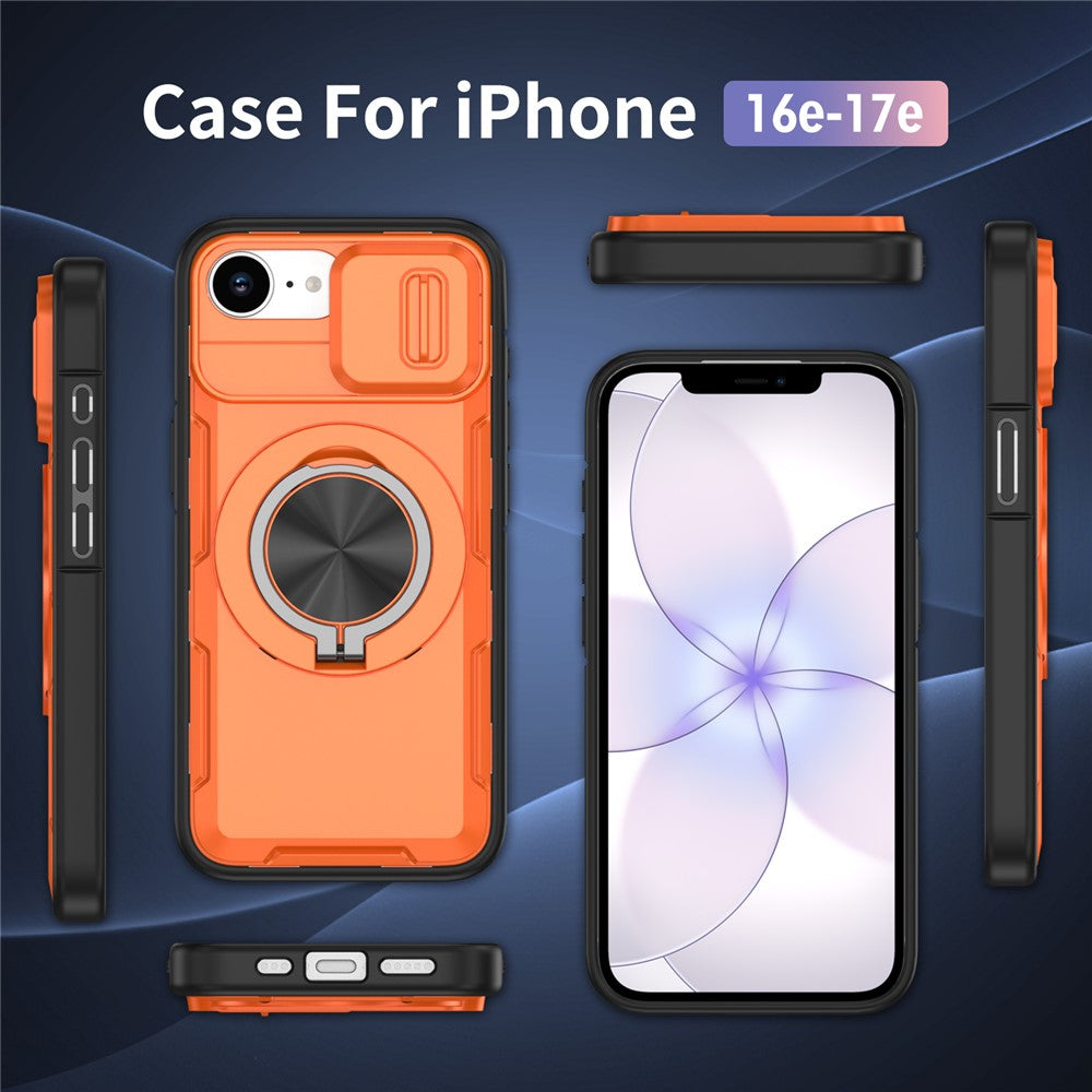 Til iPhone 17e / 16e Magnetisk cover med skydende kameralinsebeskyttelse og drejelig støttefod i PC + TPU