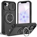 Til iPhone 17e / 16e Magnetisk cover med skydende kameralinsebeskyttelse og drejelig støttefod i PC + TPU