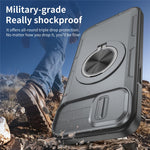 For iPhone 15 Magnetic Case Slide Camera Cover Rotary Kickstand PC + TPU Phone Shell