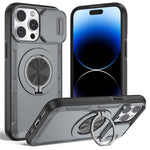 Til iPhone 14 Pro Max Magnetisk Cover Skydeligt Kameradæksel Roterbar Stander PC + TPU Telefoncover