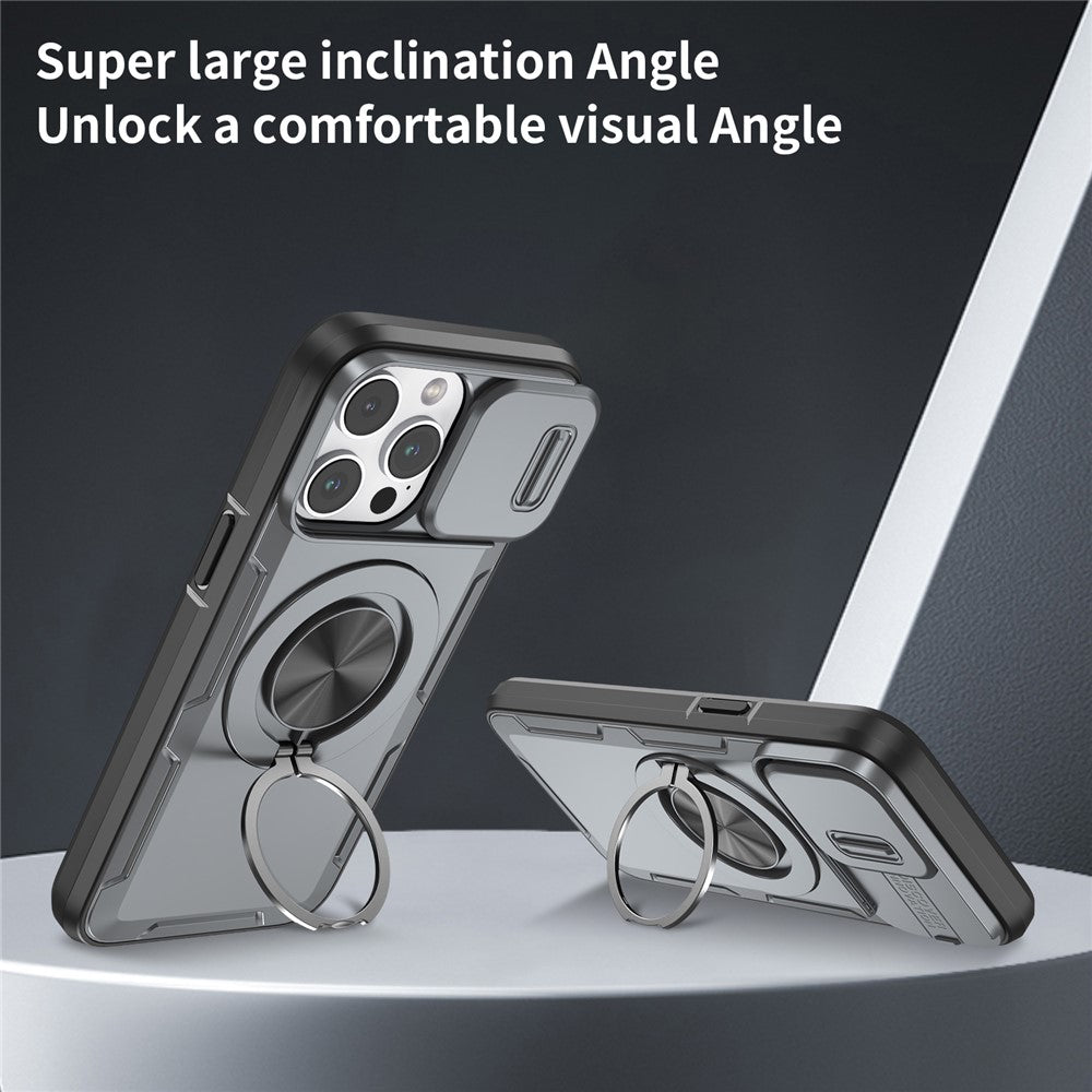 Til iPhone 14 Pro Max Magnetisk Cover Skydeligt Kameradæksel Roterbar Stander PC + TPU Telefoncover