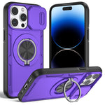 Til iPhone 14 Pro Max Magnetisk Cover Skydeligt Kameradæksel Roterbar Stander PC + TPU Telefoncover