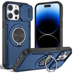 Til iPhone 14 Pro Max Magnetisk Cover Skydeligt Kameradæksel Roterbar Stander PC + TPU Telefoncover