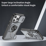 For iPhone 14 Pro Magnetic Case Slide Camera Cover Rotary Kickstand PC + TPU Phone Shell