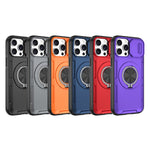 For iPhone 13 Pro Max Magnetic Case Slide Camera Cover Rotary Kickstand PC + TPU Phone Shell