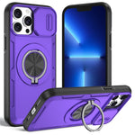 For iPhone 13 Pro Max Magnetic Case Slide Camera Cover Rotary Kickstand PC + TPU Phone Shell