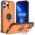 For iPhone 13 Pro Max Magnetic Case Slide Camera Cover Rotary Kickstand PC + TPU Phone Shell