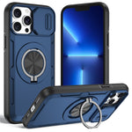 For iPhone 13 Pro Max Magnetic Case Slide Camera Cover Rotary Kickstand PC + TPU Phone Shell