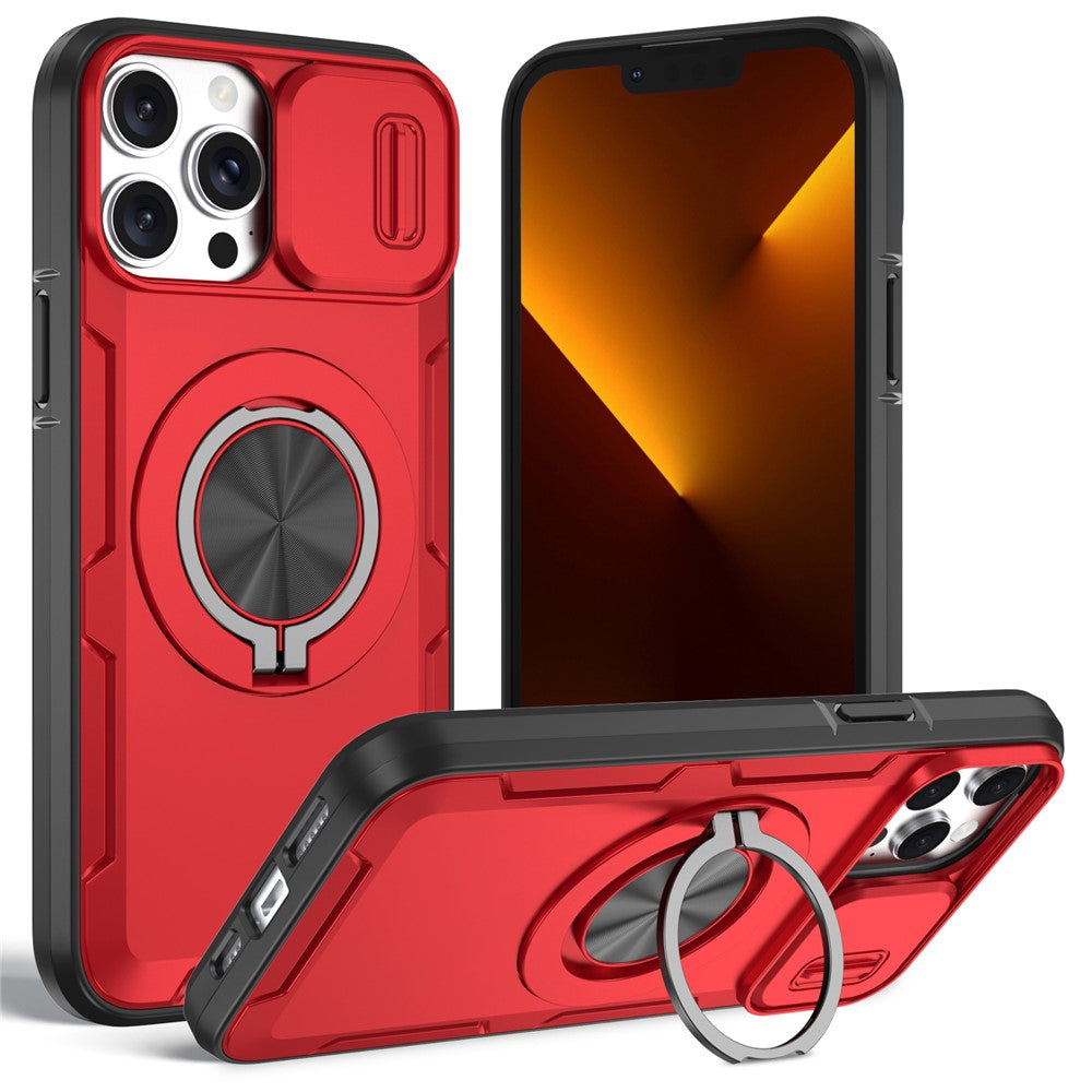 Til iPhone 13 Pro Magnetisk Cover Skydbart Kamera Cover Roterende Støtteben PC + TPU Telefoncover