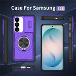 Magnetiskt skal för Samsung Galaxy S26 med glidande kameraskydd, roterande stöd, PC + TPU-skal