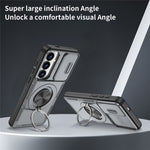 For Samsung Galaxy S26+  /  S25+  /  S24+ Magnetic Case Slide Camera Cover Rotary Kickstand PC + TPU Phone Shell