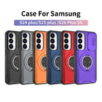 For Samsung Galaxy S26+  /  S25+  /  S24+ Magnetic Case Slide Camera Cover Rotary Kickstand PC + TPU Phone Shell