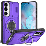 For Samsung Galaxy S26+  /  S25+  /  S24+ Magnetic Case Slide Camera Cover Rotary Kickstand PC + TPU Phone Shell