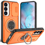 Magnetisk cover med skydedæksel til kamera og roterende stativ i PC + TPU til Samsung Galaxy S26+ / S25+ / S24+