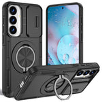 Magnetisk cover med skydedæksel til kamera og roterende stativ i PC + TPU til Samsung Galaxy S26+ / S25+ / S24+