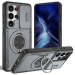 For Samsung Galaxy S26 Ultra Magnetic Case Slide Camera Cover Rotary Kickstand PC + TPU Phone Shell