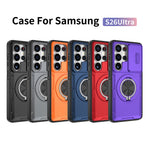 For Samsung Galaxy S26 Ultra Magnetic Case Slide Camera Cover Rotary Kickstand PC + TPU Phone Shell