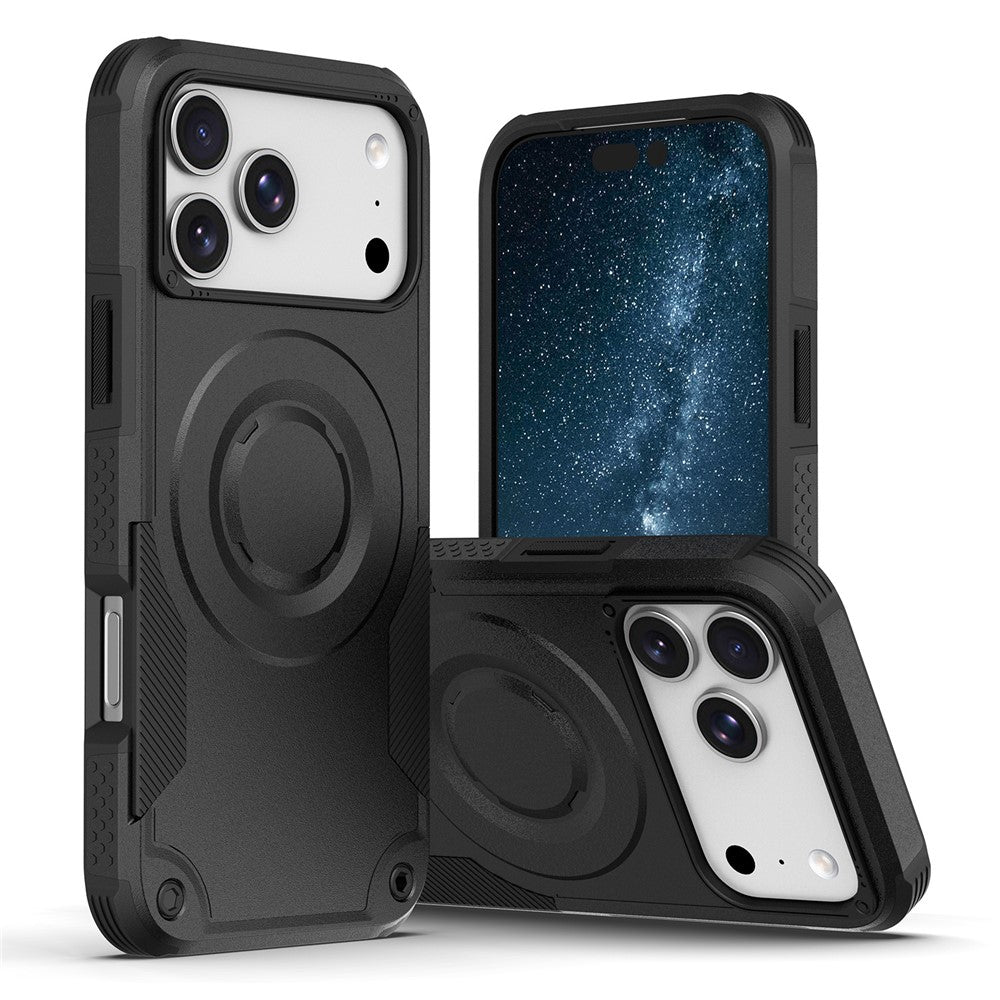 For iPhone 18 Pro Max / 17 Pro Max Magnetic Case Shockproof PC + TPU Anti-Slip Textured Phone Cover