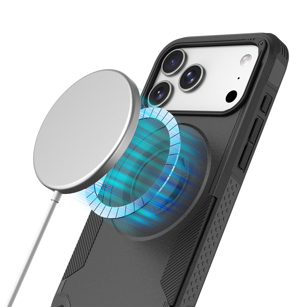 For iPhone 18 Pro Max / 17 Pro Max Magnetic Case Shockproof PC + TPU Anti-Slip Textured Phone Cover