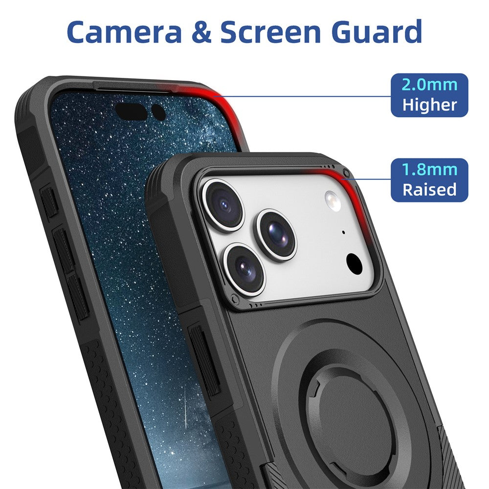 For iPhone 18 Pro Max / 17 Pro Max Magnetic Case Shockproof PC + TPU Anti-Slip Textured Phone Cover
