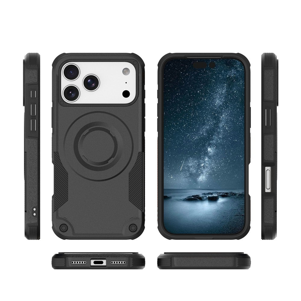 For iPhone 18 Pro Max / 17 Pro Max Magnetic Case Shockproof PC + TPU Anti-Slip Textured Phone Cover