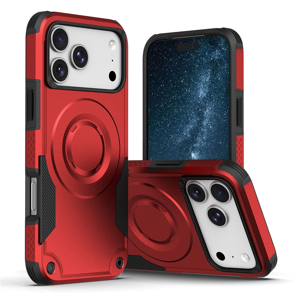 For iPhone 18 Pro Max / 17 Pro Max Magnetic Case Shockproof PC + TPU Anti-Slip Textured Phone Cover