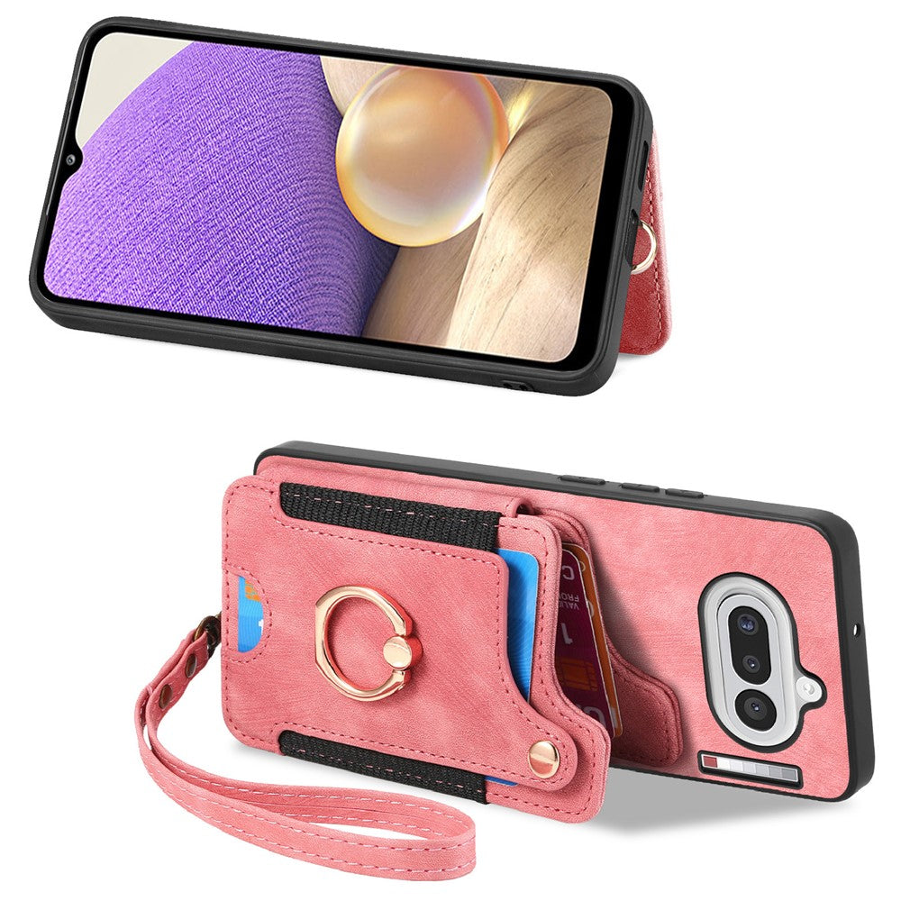 Til Nothing Phone (4a) Retro PU lædercover telefoncover med RFID-blokerende kortholder / Ringholder